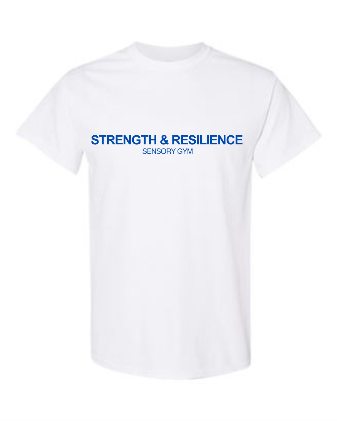 White Strength and Resilience Sensory Gym t-shirt mockup